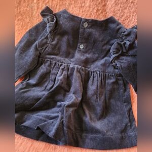 Miles The Label Navy Blue Ruffled Cordoroy Long Sleeve Baby Dress New
